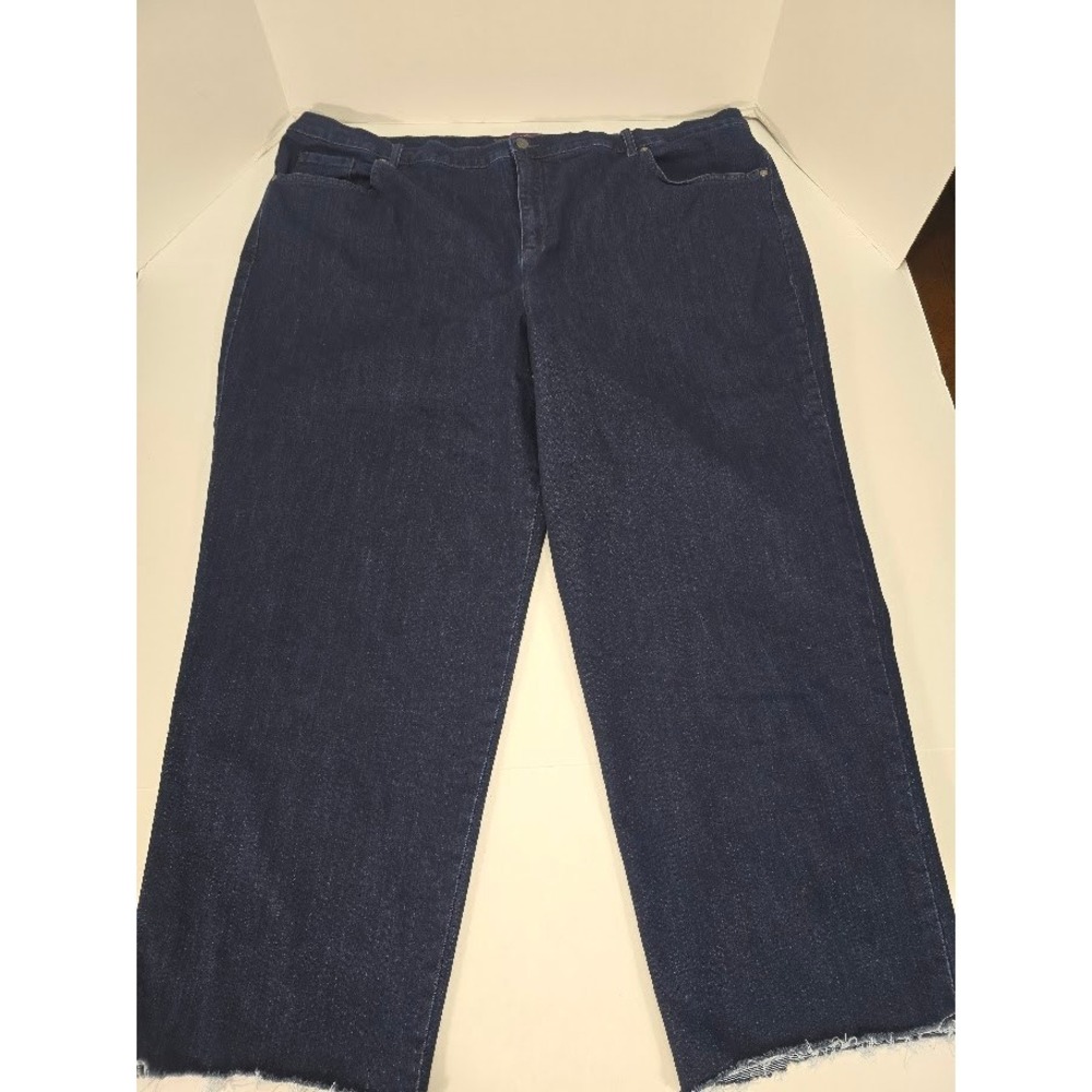 Gloria Vanderbilt Amanda Jeans Womens 26W Raw Hem Dark Wash Denim Frayed bottoms
